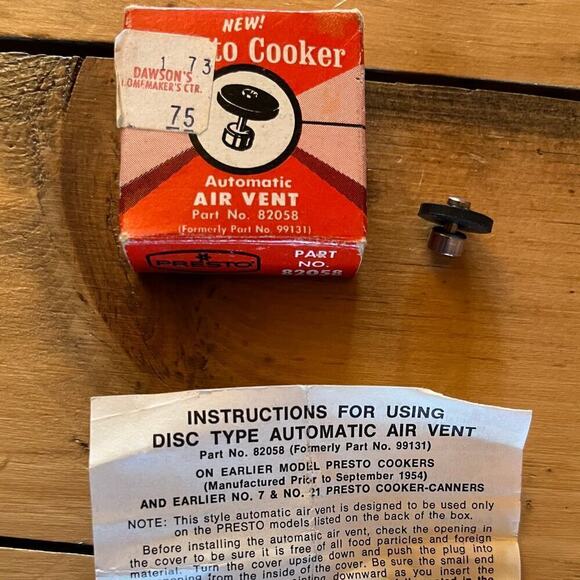Presto Cooker Automatic Air Vent Part #82058 Formally part 99131 canning cooking - Picture 1 of 4